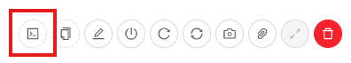 Console icon in the VM action toolbar