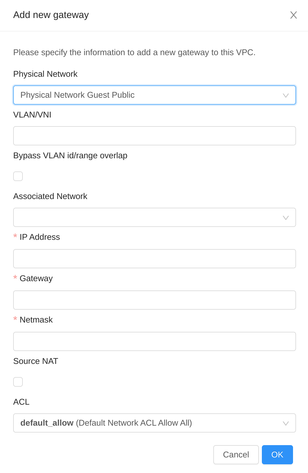Add new gateway form